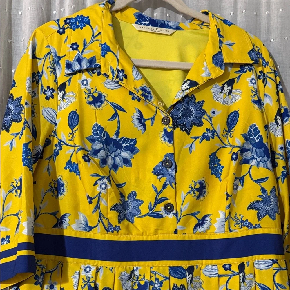 Yellow and Blue Floral Dress - Picture 3 of 6
